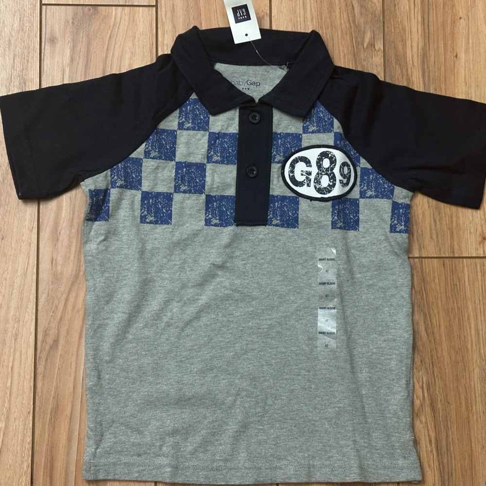 NWT. BABY GAP Navy and Gray Polo Shirt